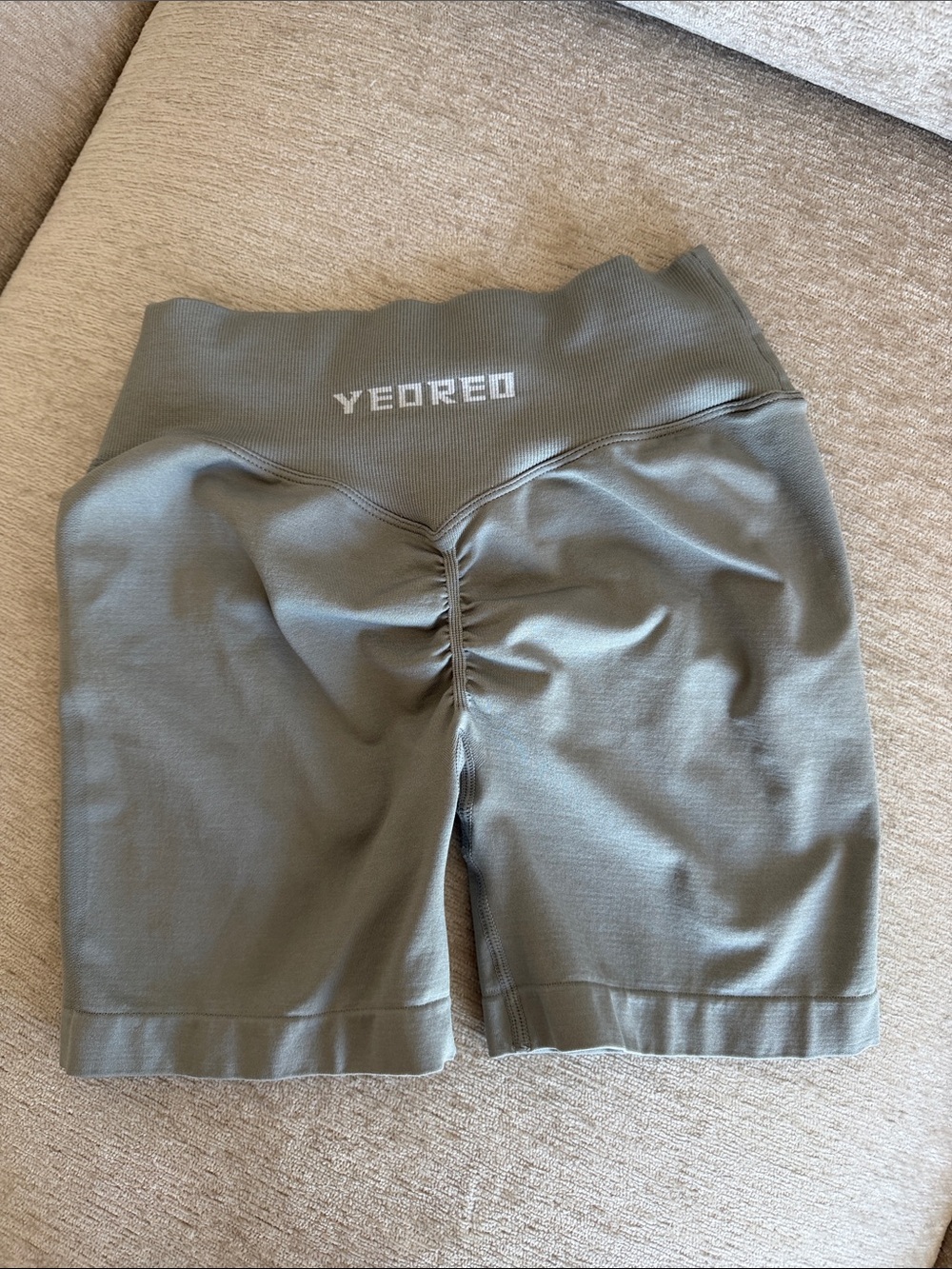 YEDRED Olive Green Bike Shorts for Women - High Waist